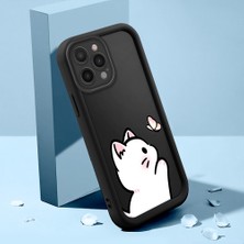 HONTINGA iPhone 13 Pro ile Uyumlu Kılıfı Düşüme Önleyici Basitlik Anti Düşme Kamera Korumali Şirin Kedi Siyah Kedi Desen Yumuşak Silikon Telefon Kılıfı Kadın ve Erkek Için Uygundur K2-0265