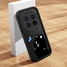 HONTINGA Vivo X200 Pro ile Uyumlu Kılıfı Düşüme Önleyici Basitlik Anti Düşme Kamera Korumali Şirin Kedi Siyah Kedi Desen Yumuşak Silikon Telefon Kılıfı Kadın ve Erkek Için Uygundur K2-0265