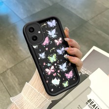 HONTINGA Samsung Galaxy A06 ile Uyumlu Kılıfı Düşüme Önleyici Basitlik Anti Düşme Kamera Korumali Siyah Küçük Kelebek Desen Yumuşak Silikon Telefon Kılıfı Kadın ve Erkek Için Uygundur K2-0464