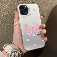 HONTINGA iPhone 11 Pro Max ile Uyumlu Kılıfı Silikon Kenar Sert Arka Düşüme Önleyici Basitlik Anti Düşme Kamera Korumali Pembe Kelebek Desen Telefon Kılıfı Kadın ve Erkek Için Uygundur K1-0862