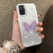 HONTINGA Xiaomi Redmi Note 10S ile Uyumlu Kılıfı Silikon Kenar Sert Arka Düşüme Önleyici Basitlik Anti Düşme Kamera Korumali Kelebek Desen Telefon Kılıfı Kadın ve Erkek Için Uygundur K1-0863