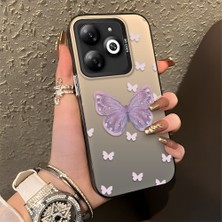 HONTINGA Infinix Smart 8 ile Uyumlu Kılıfı Silikon Kenar Sert Arka Düşüme Önleyici Basitlik Anti Düşme Kamera Korumali Kelebek Desen Telefon Kılıfı Kadın ve Erkek Için Uygundur K1-0863