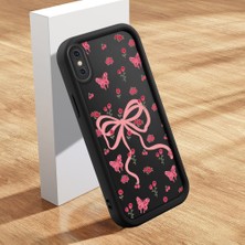 HONTINGA iPhone x ile Uyumlu Kılıfı Düşüme Önleyici Basitlik Anti Düşme Kamera Korumali Şirin Kedi Siyah Kurdele Düğümü Desen Yumuşak Silikon Telefon Kılıfı Kadın ve Erkek Için Uygundur K2-0463