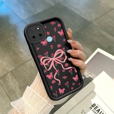 HONTINGA Realme C21Y ile Uyumlu Kılıfı Düşüme Önleyici Basitlik Anti Düşme Kamera Korumali Siyah Kurdele Düğümü Desen Yumuşak Silikon Telefon Kılıfı Kadın ve Erkek Için Uygundur K2-0463