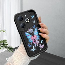 HONTINGA Infinix Smart 8 ile Uyumlu Kılıfı Düşüme Önleyici Basitlik Anti Düşme Kamera Korumali Siyah Küçük Kelebek Desen Yumuşak Silikon Telefon Kılıfı Kadın ve Erkek Için Uygundur K2-0464