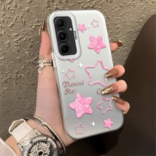 HONTINGA Samsung Galaxy A55 ile Uyumlu Kılıfı Silikon Kenar Sert Arka Düşüme Önleyici Basitlik Anti Düşme Kamera Korumali Renkli Yıldızlar Desen Telefon Kılıfı Kadın ve Erkek Için Uygundur K1-0858