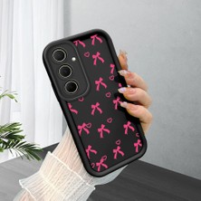 HONTINGA Samsung Galaxy A35 ile Uyumlu Kılıfı Düşüme Önleyici Basitlik Anti Düşme Kamera Korumali Siyah Pembe Papyon Desen Yumuşak Silikon Telefon Kılıfı Kadın ve Erkek Için Uygundur K2-0465