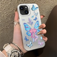 HONTINGA iPhone 14 Plus ile Uyumlu Kılıfı Silikon Kenar Sert Arka Düşüme Önleyici Basitlik Anti Düşme Kamera Korumali Kelebek Desen Telefon Kılıfı Kadın ve Erkek Için Uygundur K1-0854