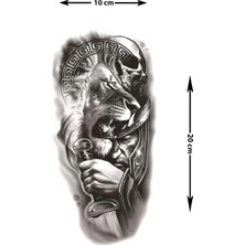 Dövme Kutusu Aslan Kafatası Yunan Meander Geçici Dövme – Gerçekçi Siyah Beyaz