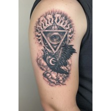 Dövme Kutusu Karga Mandala Göz Üçgen Geçici Dövme