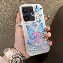 HONTINGA Vivo X200 Fe ile Uyumlu Kılıfı Silikon Kenar Sert Arka Düşüme Önleyici Basitlik Anti Düşme Kamera Korumali Kelebek Desen Telefon Kılıfı Kadın ve Erkek Için Uygundur K1-0854
