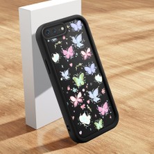 HONTINGA iPhone 8 Plus ile Uyumlu Kılıfı Düşüme Önleyici Basitlik Anti Düşme Kamera Korumali Şirin Kedi Siyah Küçük Kelebek Desen Yumuşak Silikon Telefon Kılıfı Kadın ve Erkek Için Uygundur K2-0464