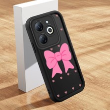 HONTINGA Tecno Spark Go 2024 ile Uyumlu Kılıfı Düşüme Önleyici Basitlik Anti Düşme Kamera Korumali Siyah Pembe Papyon Desen Yumuşak Silikon Telefon Kılıfı Kadın ve Erkek Için Uygundur K2-0465