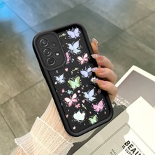 HONTINGA Samsung Galaxy A72 ile Uyumlu Kılıfı Düşüme Önleyici Basitlik Anti Düşme Kamera Korumali Siyah Küçük Kelebek Desen Yumuşak Silikon Telefon Kılıfı Kadın ve Erkek Için Uygundur K2-0464