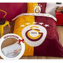 Taç Galatasaray Kırmızı Lisanlı Tek Kişilik Nevresim Takımı 160 x 220 cm Sarı - Kırmızı Desenli