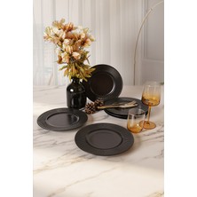 Keramika Mat Siyah Myra Pasta Tabağı 22 cm 6 Adet 956