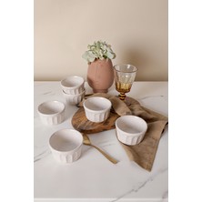 Keramika Reaktif Krem Badem Suffle Kasesi 9 cm 6 Adet Q59