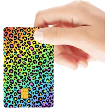 Huggy Craft Leopar Desenli Renkli Hologramlı Parlak Kredi/banka Kart Kaplama Sticker