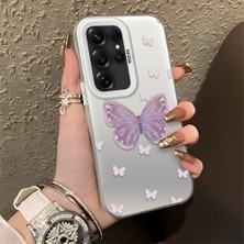 HONTINGA Samsung Galaxy S25 Ultra ile Uyumlu Kılıfı Silikon Kenar Sert Arka Düşüme Önleyici Basitlik Anti Düşme Kamera Korumali Kelebek Desen Telefon Kılıfı Kadın ve Erkek Için Uygundur K1-0863