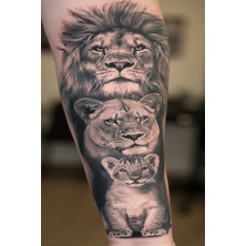 Dövme Kutusu Geçici Dövme | Aslan Kral Ailesi Tasarımı – Krallığın, Ailenin ve Gücün Simgesi