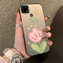 HONTINGA Realme C15 ile Uyumlu Kılıfı Silikon Kenar Sert Arka Düşüme Önleyici Basitlik Anti Düşme Kamera Korumali Çiçek Desen Telefon Kılıfı Kadın ve Erkek Için Uygundur K1-0860