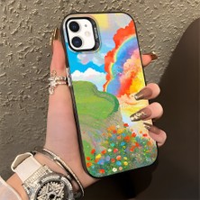 HONTINGA iPhone 12 Mini ile Uyumlu Kılıfı Silikon Kenar Sert Arka Düşüme Önleyici Basitlik Anti Düşme Kamera Korumali Gökkuşağı Desen Telefon Kılıfı Kadın ve Erkek Için Uygundur K1-0853
