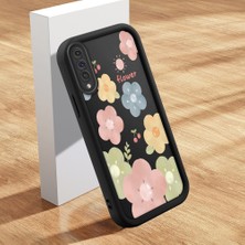 HONTINGA Samsung Galaxy A50 ile Uyumlu Kılıfı Düşüme Önleyici Basitlik Anti Düşme Kamera Korumali Şirin Kedi Siyah Çiçek Desen Yumuşak Silikon Telefon Kılıfı Kadın ve Erkek Için Uygundur K2-0260