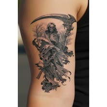 Dövme Kutusu Geçici Dövme | Tırpan ve Iskelet Tasarımı – Ölümün, Korkunun ve Sonsuzluğun Simgesi