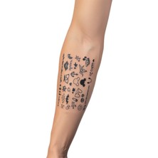 Dövme Kutusu Mini Geçici Dövme Seti | Siyah Beyaz Minimalist Desenler Kol Bacak Dövmesi