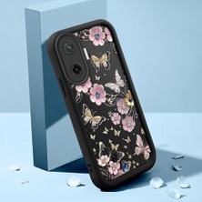 HONTINGA Poco F7 5g ile Uyumlu Kılıfı Düşüme Önleyici Basitlik Anti Düşme Kamera Korumali Şirin Kedi Siyah Kelebek Desen Yumuşak Silikon Telefon Kılıfı Kadın ve Erkek Için Uygundur K2-0458