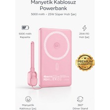 4Berry Y353P 5000 mAh Manyetik Kablosuz Powerbank | 25W Hızlı Şarj | MagSafe Uyumlu | 15W Wireless | Kompakt Taşınabilir Şarj Cihazı