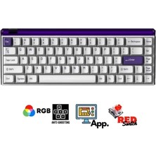 Miaxtreme Aymestore K68 Pro V3 Kablolu Mekanik Oyuncu Klavyesi Hottswapp Red Switch App Türkçe Q Gaming Beyaz Klavye