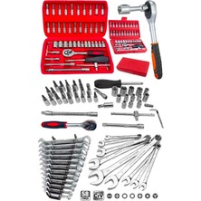 Moonshop 58 Parça 46MINI Lokma Takımı Otomatik Cırcırlı 1/4" 12 Parça Kombine Açık Ağız-Yıldız Anahtar Takım