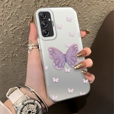 HONTINGA Samsung Galaxy M34 ile Uyumlu Kılıfı Silikon Kenar Sert Arka Düşüme Önleyici Basitlik Anti Düşme Kamera Korumali Kelebek Desen Telefon Kılıfı Kadın ve Erkek Için Uygundur K1-0863