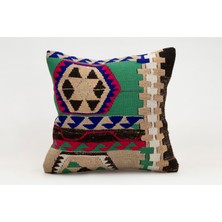 Kilim Wholesale El Yapımı Kilimden Yapılmış Vintage Kırlent Kılıfı, Yün, 40X40 cm