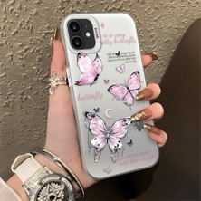 HONTINGA iPhone 12 Mini ile Uyumlu Kılıfı Silikon Kenar Sert Arka Düşüme Önleyici Basitlik Anti Düşme Kamera Korumali Kelebek Desen Telefon Kılıfı Kadın ve Erkek Için Uygundur K1-0864