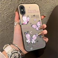 HONTINGA iPhone x ile Uyumlu Kılıfı Silikon Kenar Sert Arka Düşüme Önleyici Basitlik Anti Düşme Kamera Korumali Kelebek Desen Telefon Kılıfı Kadın ve Erkek Için Uygundur K1-0864