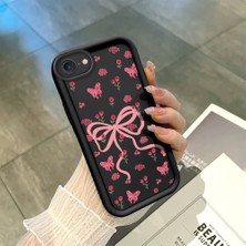 HONTINGA iPhone Se 2020 ile Uyumlu Kılıfı Düşüme Önleyici Basitlik Anti Düşme Kamera Korumali Siyah Kurdele Düğümü Desen Yumuşak Silikon Telefon Kılıfı Kadın ve Erkek Için Uygundur K2-0463