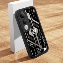 HONTINGA Vivo V50 Lite ile Uyumlu Kılıfı Düşüme Önleyici Basitlik Anti Düşme Kamera Korumali Şirin Kedi Siyah Klasik Desen Yumuşak Silikon Telefon Kılıfı Kadın ve Erkek Için Uygundur K2-0263
