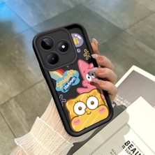HONTINGA Realme C53 ile Uyumlu Kılıfı Düşüme Önleyici Basitlik Anti Düşme Kamera Korumali Siyah Sünger Bob Desen Yumuşak Silikon Telefon Kılıfı Kadın ve Erkek Için Uygundur K2-0264