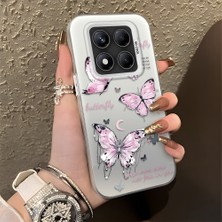 HONTINGA Xiaomi Redmi Note 14 Pro ile Uyumlu Kılıfı Silikon Kenar Sert Arka Düşüme Önleyici Basitlik Anti Düşme Kamera Korumali Kelebek Desen Telefon Kılıfı Kadın ve Erkek Için Uygundur K1-0864