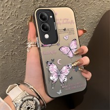 HONTINGA Vivo Y04 ile Uyumlu Kılıfı Silikon Kenar Sert Arka Düşüme Önleyici Basitlik Anti Düşme Kamera Korumali Kelebek Desen Telefon Kılıfı Kadın ve Erkek Için Uygundur K1-0864