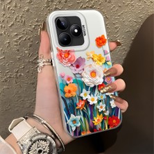 HONTINGA Realme C53 ile Uyumlu Kılıfı Silikon Kenar Sert Arka Düşüme Önleyici Basitlik Anti Düşme Kamera Korumali Çiçek Desen Telefon Kılıfı Kadın ve Erkek Için Uygundur K1-0859