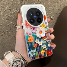 HONTINGA Vivo X200 Pro ile Uyumlu Kılıfı Silikon Kenar Sert Arka Düşüme Önleyici Basitlik Anti Düşme Kamera Korumali Çiçek Desen Telefon Kılıfı Kadın ve Erkek Için Uygundur K1-0859