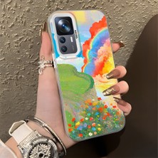 HONTINGA Xiaomi Mi 12T Pro ile Uyumlu Kılıfı Silikon Kenar Sert Arka Düşüme Önleyici Basitlik Anti Düşme Kamera Korumali Gökkuşağı Desen Telefon Kılıfı Kadın ve Erkek Için Uygundur K1-0853
