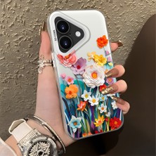 HONTINGA iPhone 16 ile Uyumlu Kılıfı Silikon Kenar Sert Arka Düşüme Önleyici Basitlik Anti Düşme Kamera Korumali Çiçek Desen Telefon Kılıfı Kadın ve Erkek Için Uygundur K1-0859