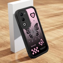 HONTINGA Oppo A5 5g ile Uyumlu Kılıfı Düşüme Önleyici Basitlik Anti Düşme Kamera Korumali Şirin Kedi Siyah Kelebek Desen Yumuşak Silikon Telefon Kılıfı Kadın ve Erkek Için Uygundur K2-0458