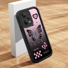 HONTINGA Redmi Note 12 Pro 5g ile Uyumlu Kılıfı Düşüme Önleyici Basitlik Anti Düşme Kamera Korumali Şirin Kedi Siyah Kelebek Desen Yumuşak Silikon Telefon Kılıfı Kadın ve Erkek Için Uygundur K2-0458