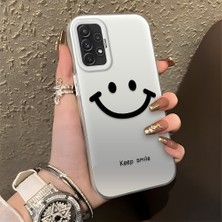HONTINGA Samsung Galaxy A72 ile Uyumlu Kılıfı Silikon Kenar Sert Arka Düşüme Önleyici Basitlik Anti Düşme Kamera Korumali Gülümseme Desen Telefon Kılıfı Kadın ve Erkek Için Uygundur K1-0861