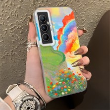 HONTINGA Realme C65 4g ile Uyumlu Kılıfı Silikon Kenar Sert Arka Düşüme Önleyici Basitlik Anti Düşme Kamera Korumali Gökkuşağı Desen Telefon Kılıfı Kadın ve Erkek Için Uygundur K1-0853